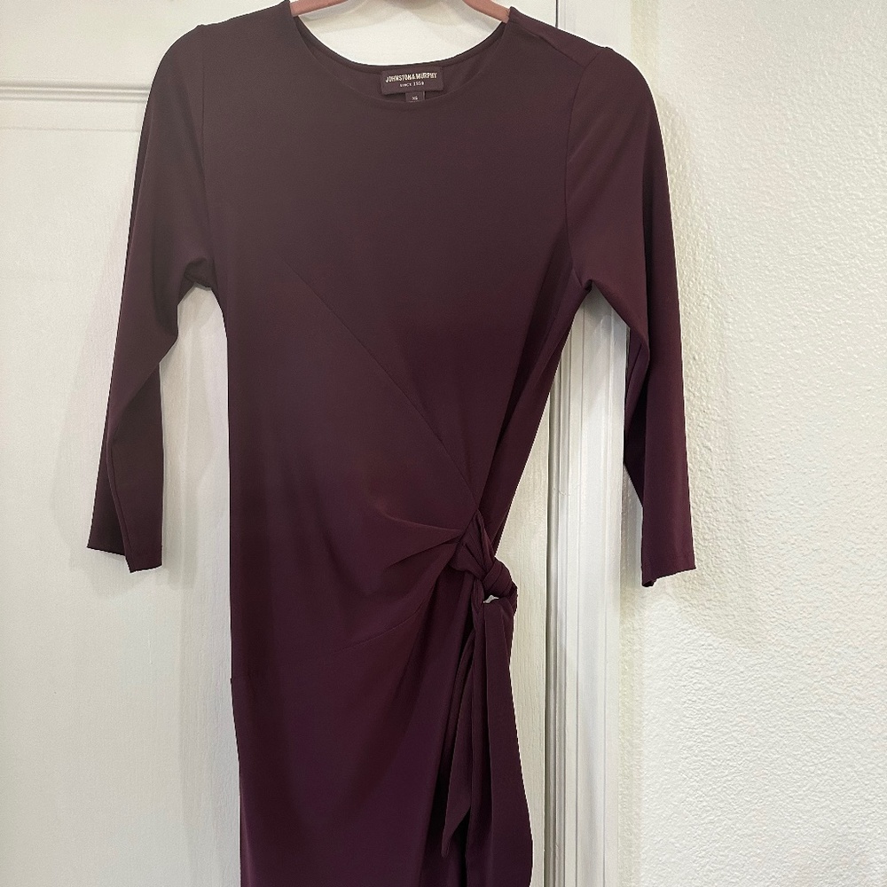 Johnson & Murphy Side Tie Dress In Dark Grape - Sz XS